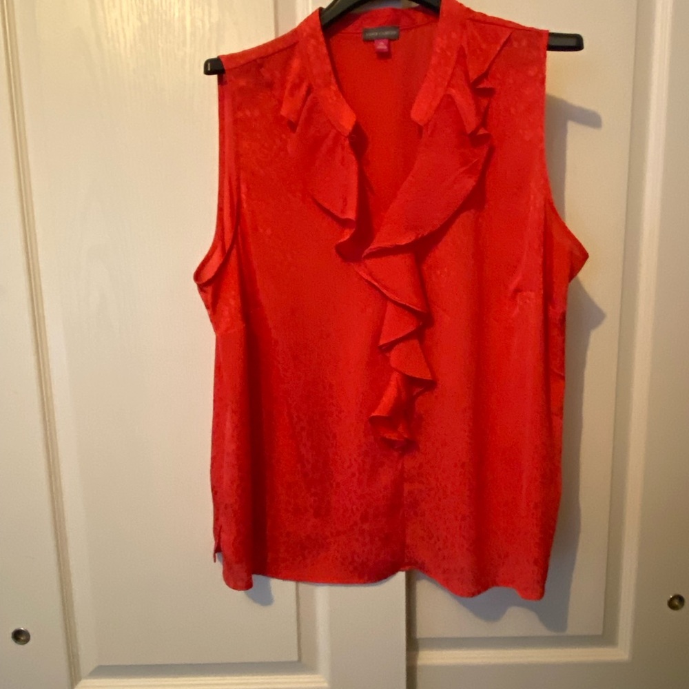 Vince Camuto Vibrant Red Ruffle Blouse
